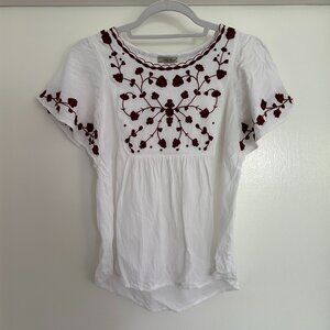 Lucky Brand White Floral Blouse -- XS